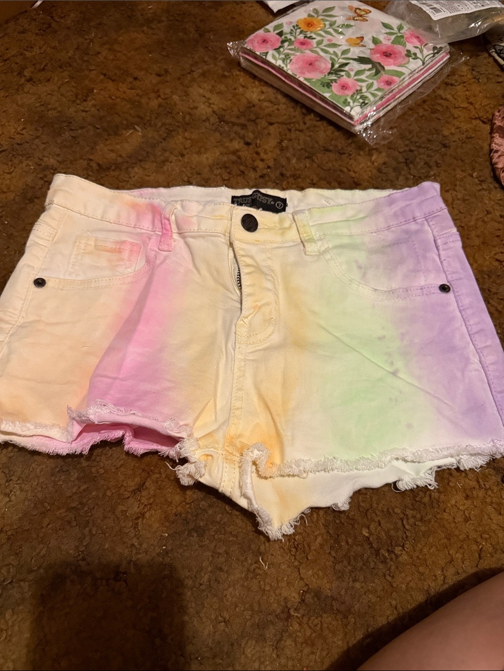 Tie-Dye Pastel Frayed Hem Women's Shorts